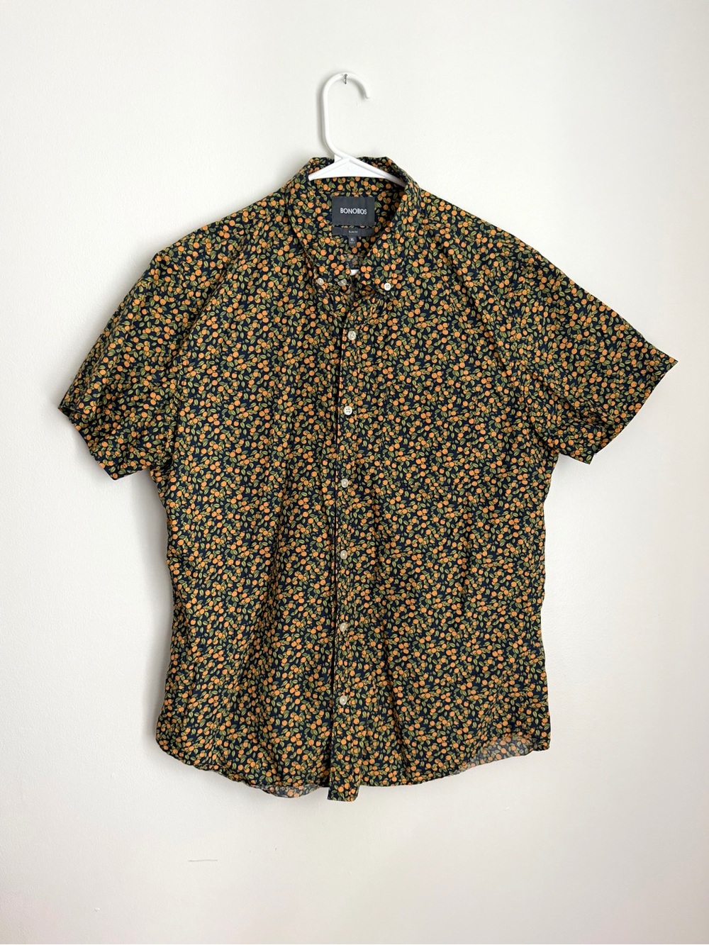 Bonobos Men's Orange Print Shirt - XL Slim Fit